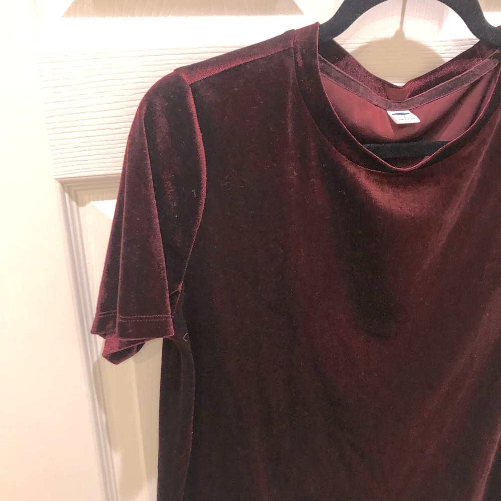 Burgundy Velvet Old Navy short sleeve blouse